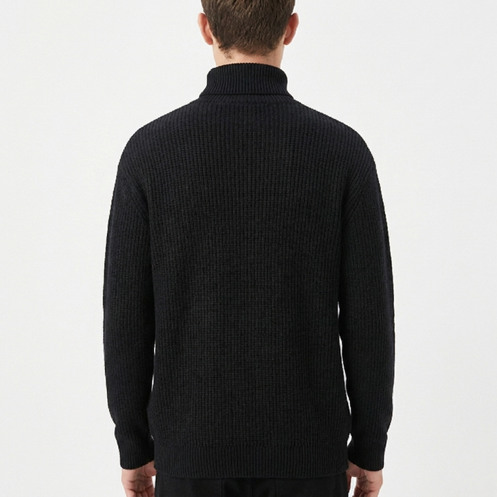 Men's Ribbed Knit Turtleneck Jumper
