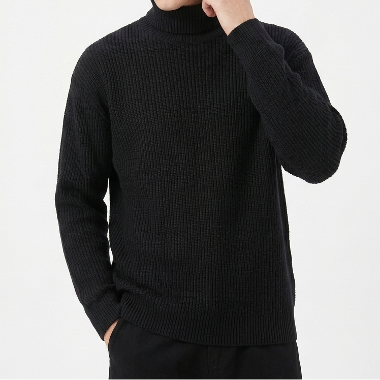 Men's Ribbed Knit Turtleneck Jumper
