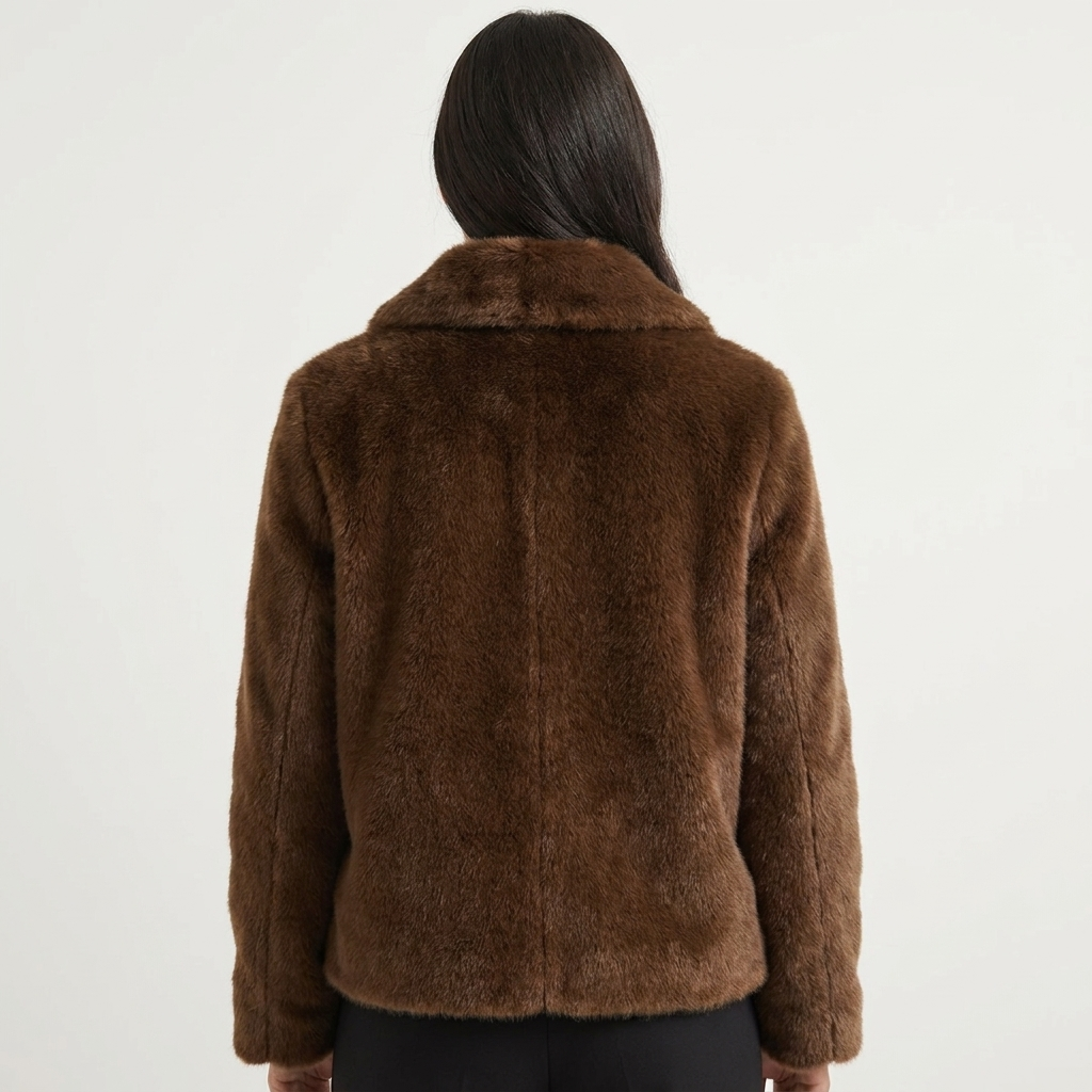 Women's Plush Faux Fur Cropped Coat