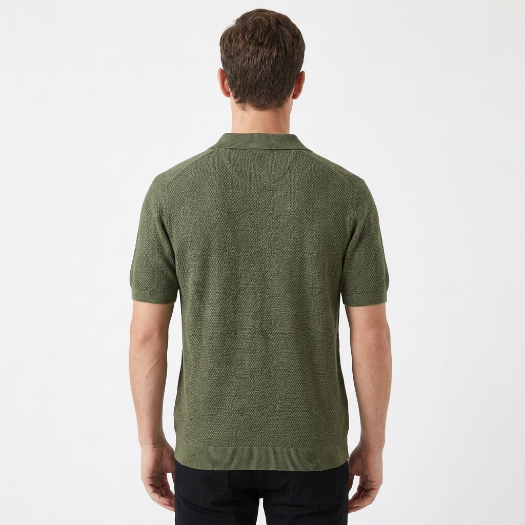 Men's Open Knit Short Sleeve Polo Shirt