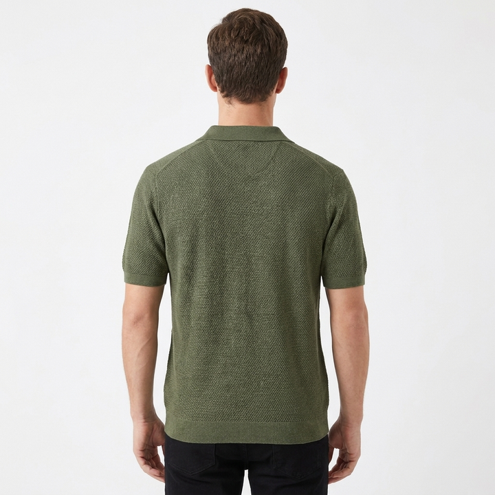 Men's Open Knit Short Sleeve Polo Shirt