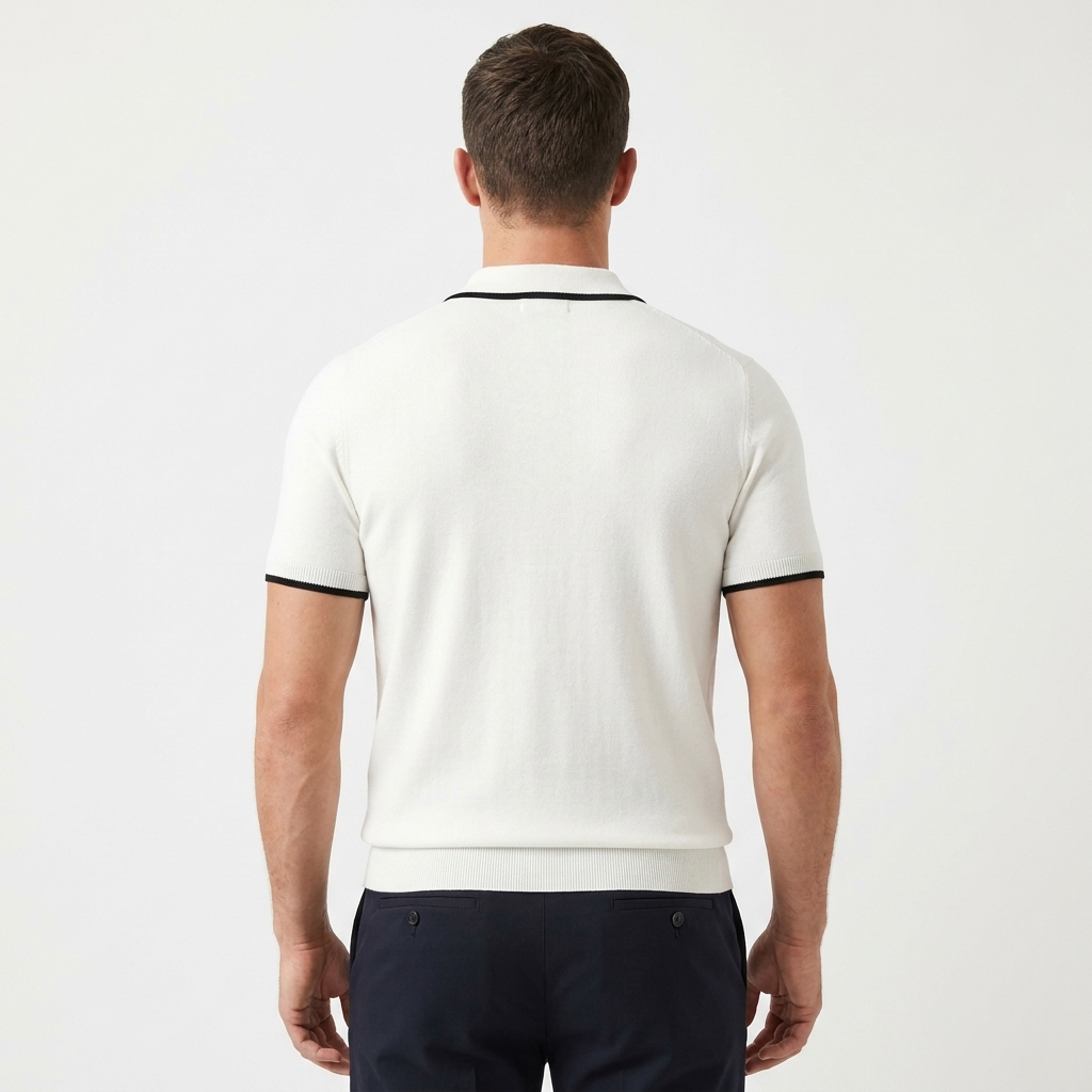Men's Knit Slim Fit Short Sleeve Polo Shirt