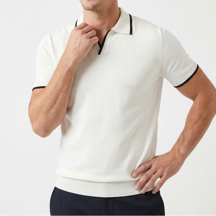 Men's Knit Slim Fit Short Sleeve Polo Shirt
