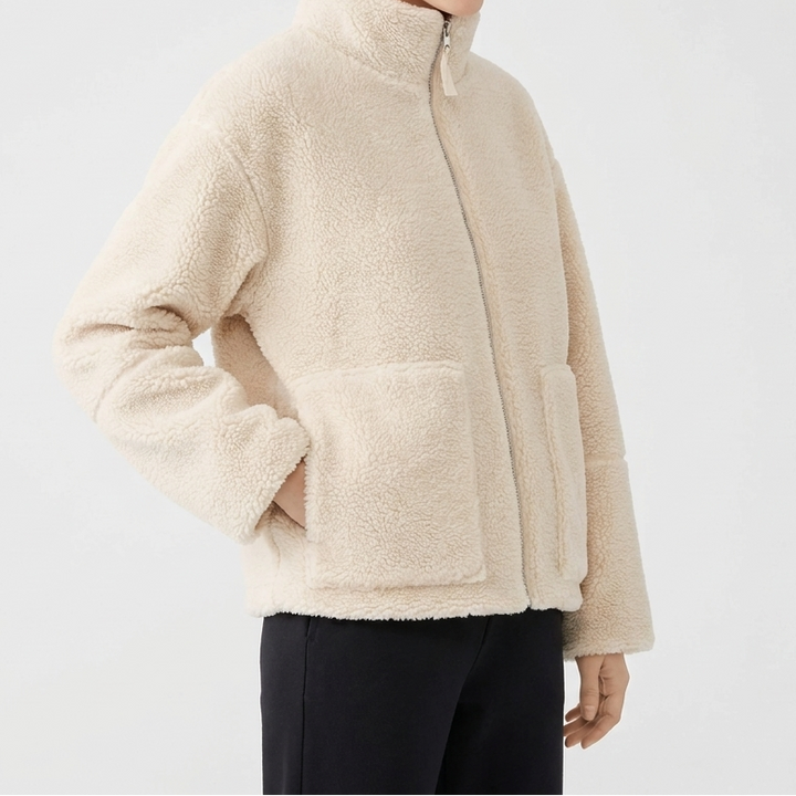 Women's Fleece Oversized Jacket with Stand Collar
