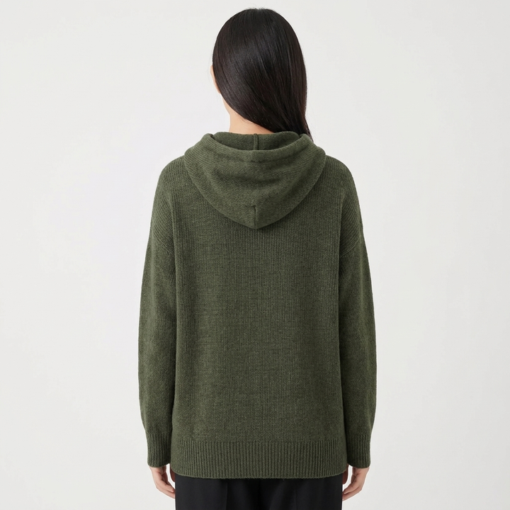Women's Oversized Knit Hoodie with Drawstring