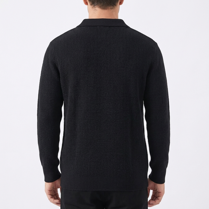 Men's Waffle Knit Long Sleeve Relaxed Fit Polo