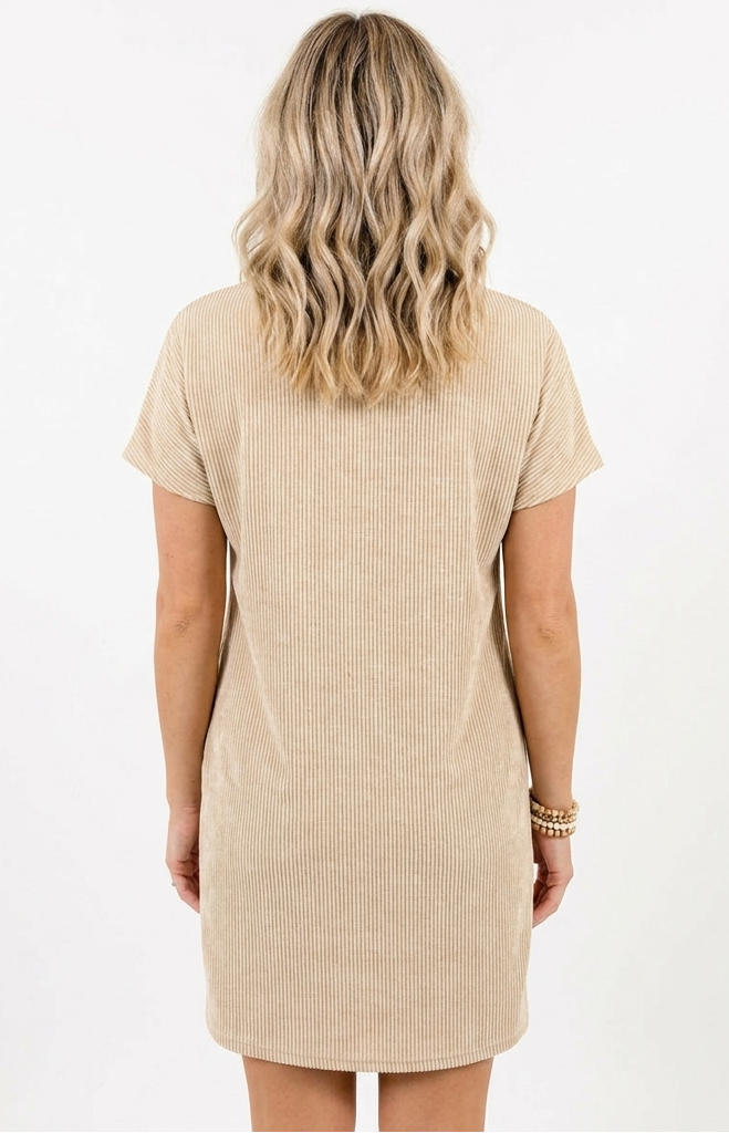 Women's Knit Round Neck Mini Pocket T-Shirt Dress