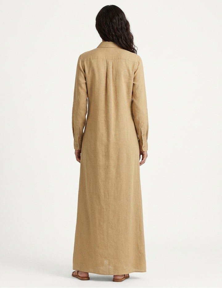 Women's Long Sleeve Wrap V-Neck Belted Maxi Dress