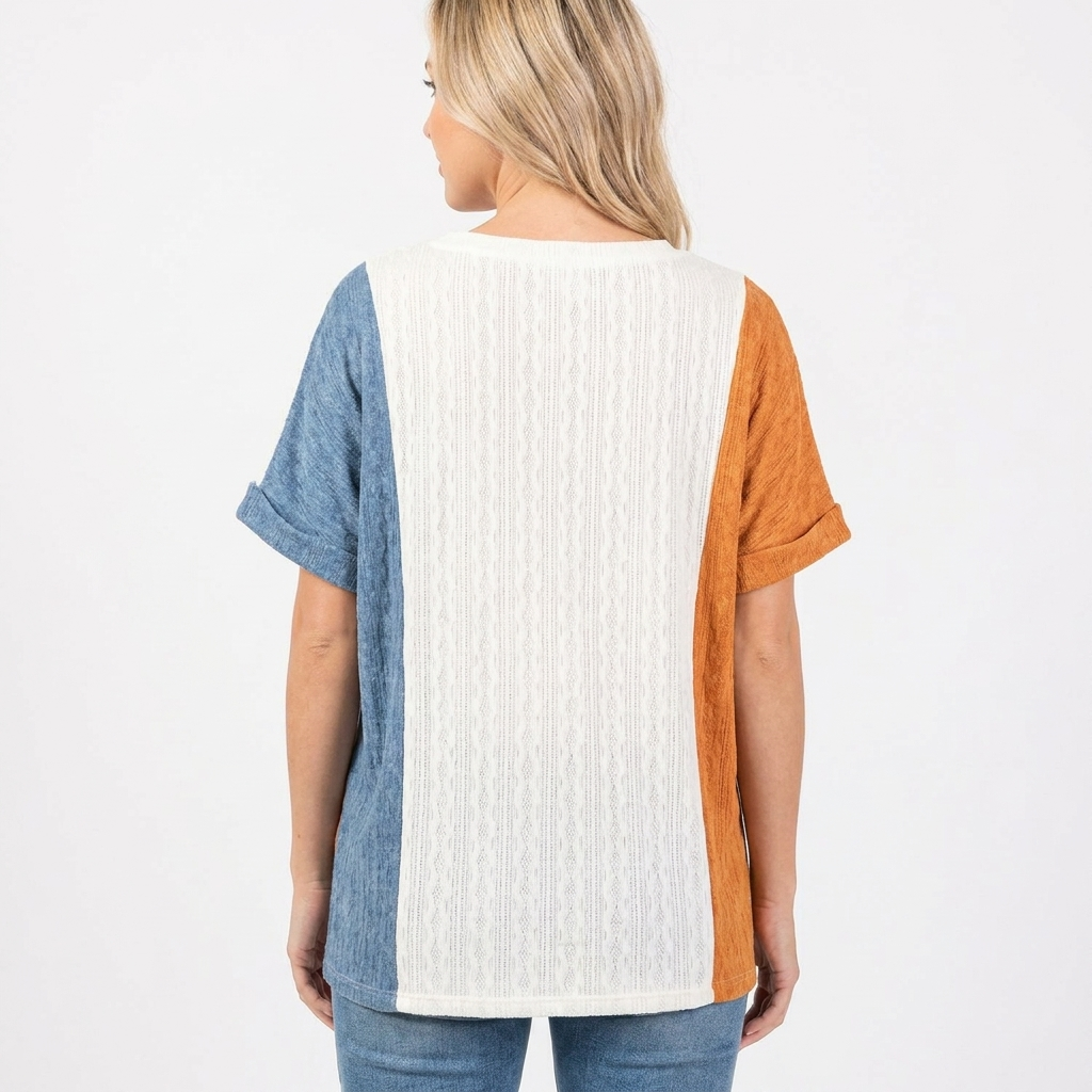 Women's Knit Oversized Short Sleeve Crew Neck Tee