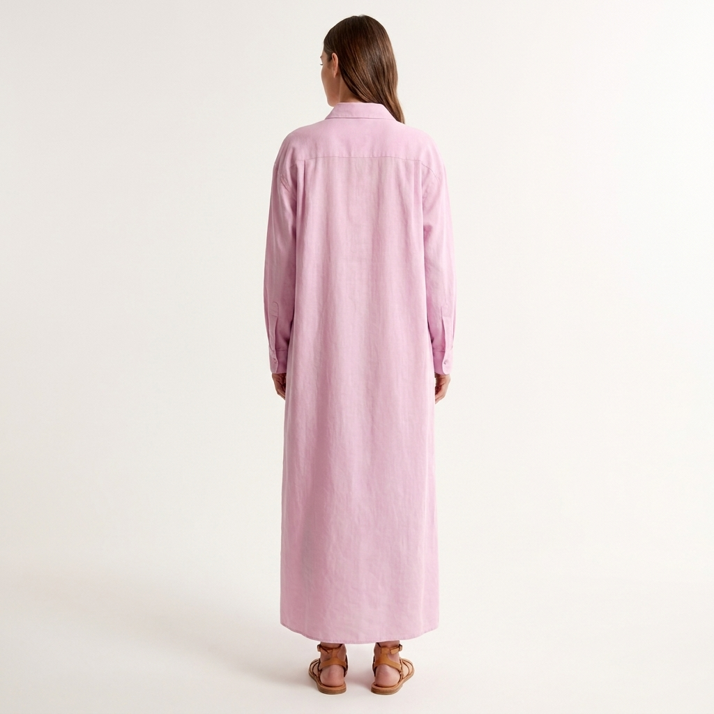 Women's Oversized Long Sleeve Button Down Maxi Dress