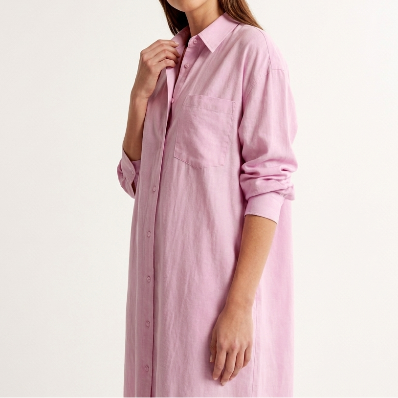 Women's Oversized Long Sleeve Button Down Maxi Dress