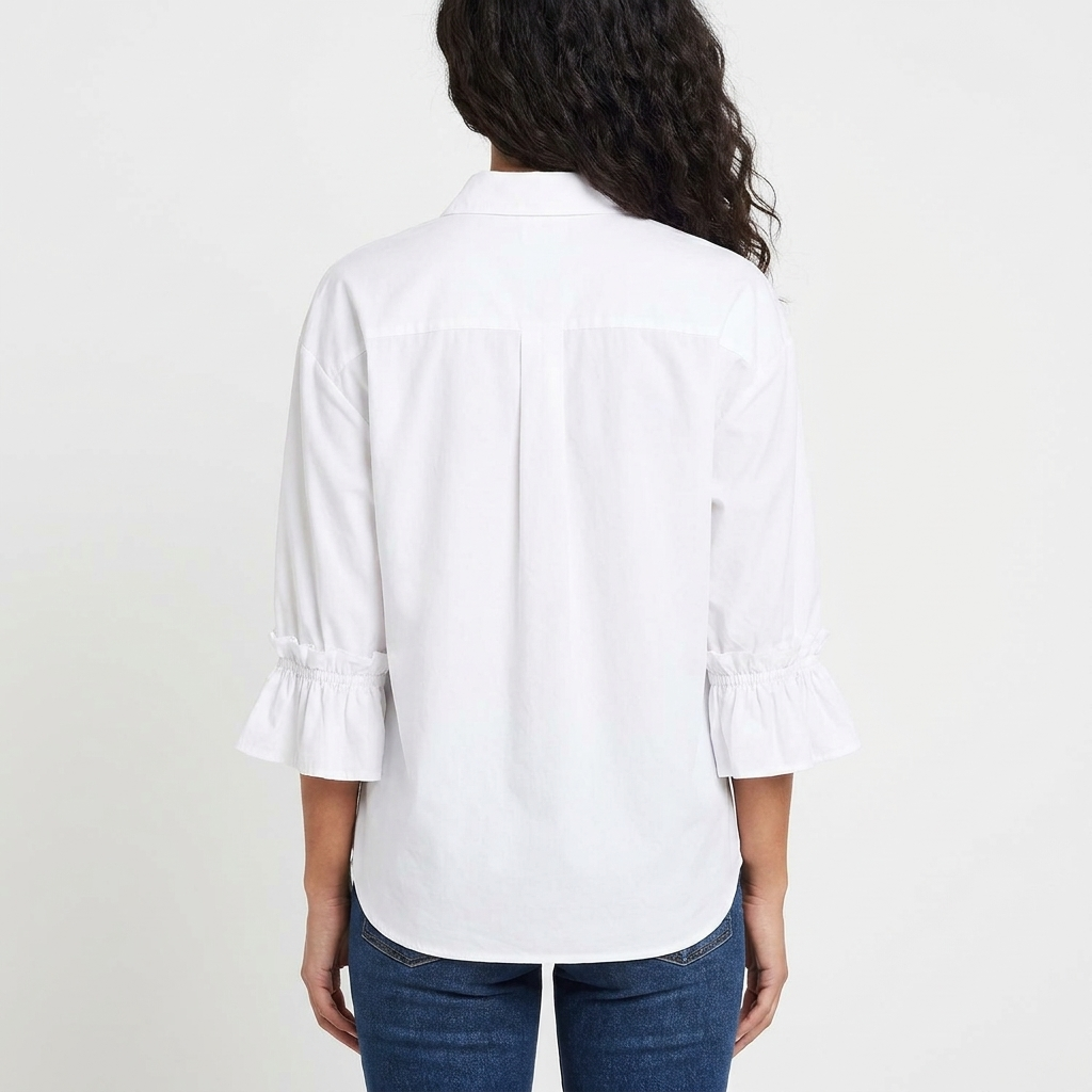 Women's Oversized Button-Down Long-Sleeve Blouse