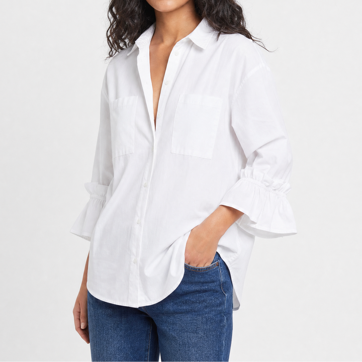 Women's Oversized Button-Down Long-Sleeve Blouse