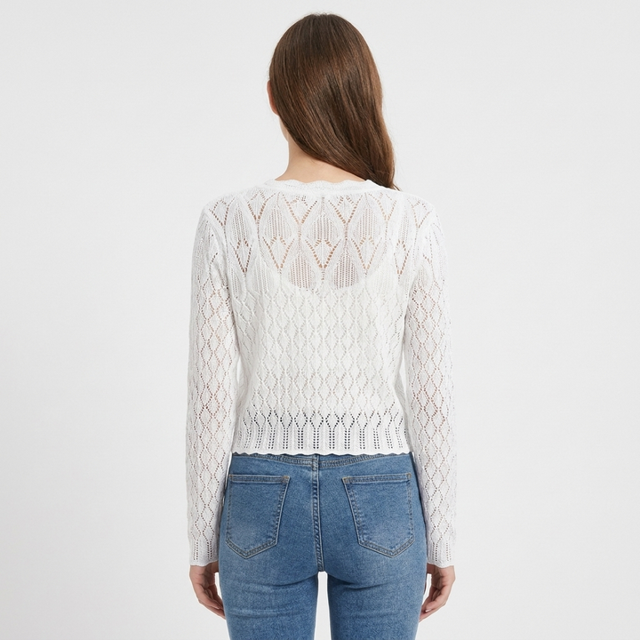 Women's Knit Long-Sleeve Jumper with Button-Down