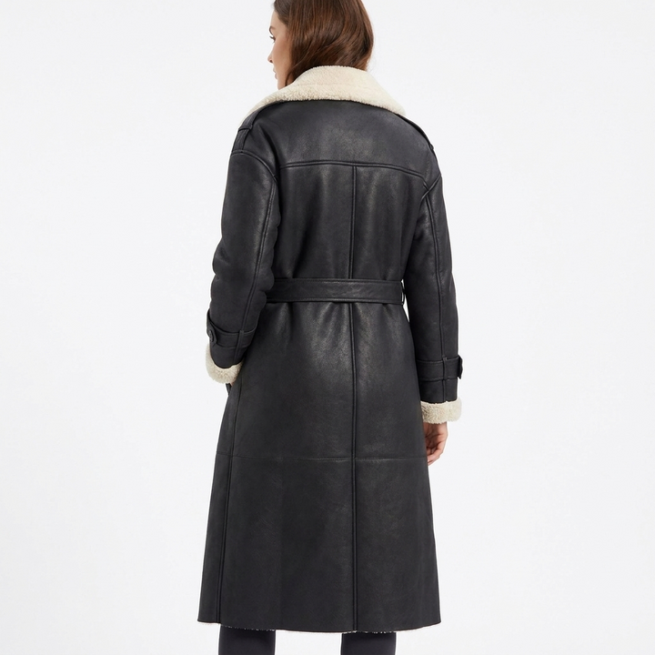 Women's Double Breasted Faux Suede Coat