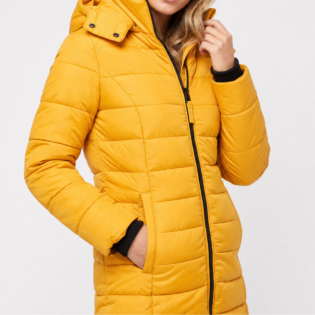 Women's Fitted Hooded Quilted Puffer Coat
