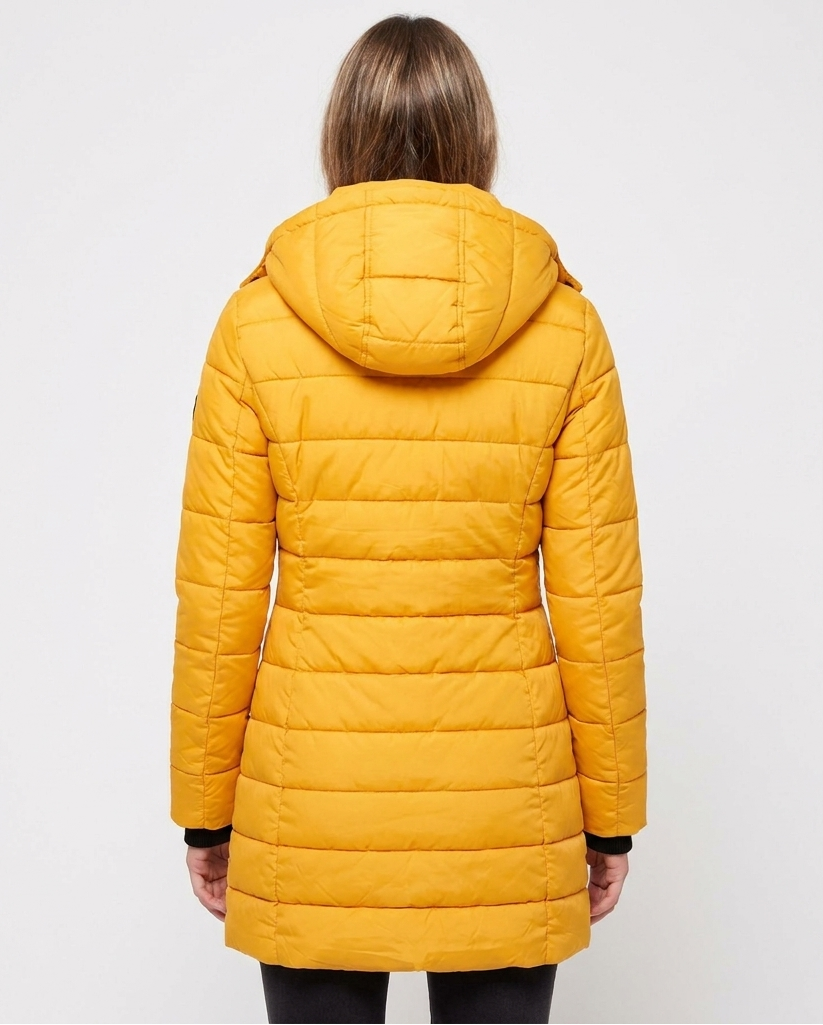 Women's Fitted Hooded Quilted Puffer Coat