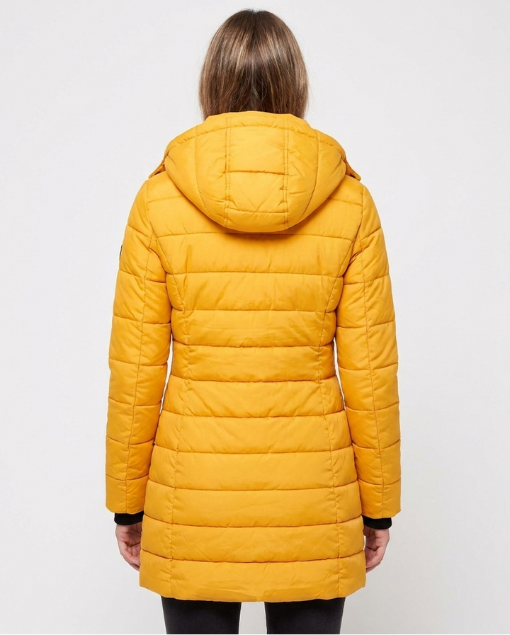 Women's Fitted Hooded Quilted Puffer Coat