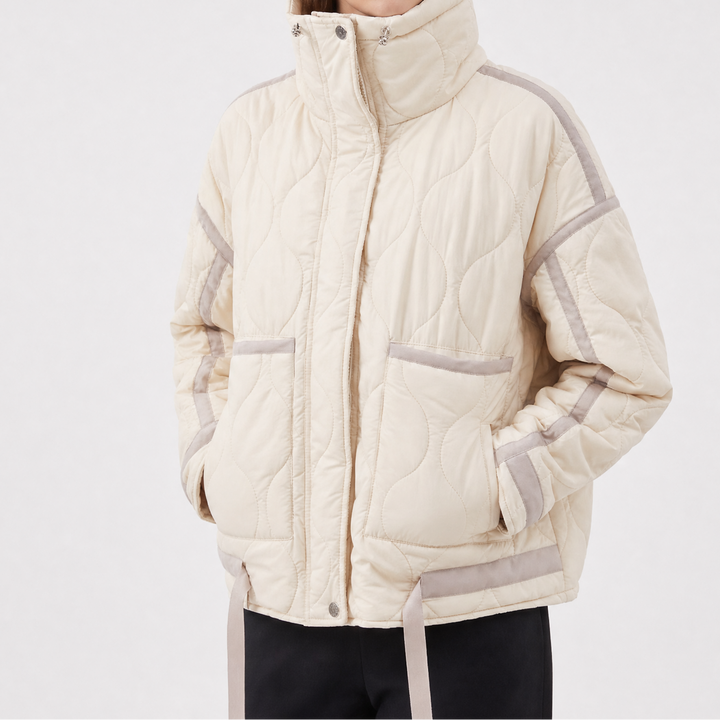 Women's Quilted Oversized Coat with Stand Collar