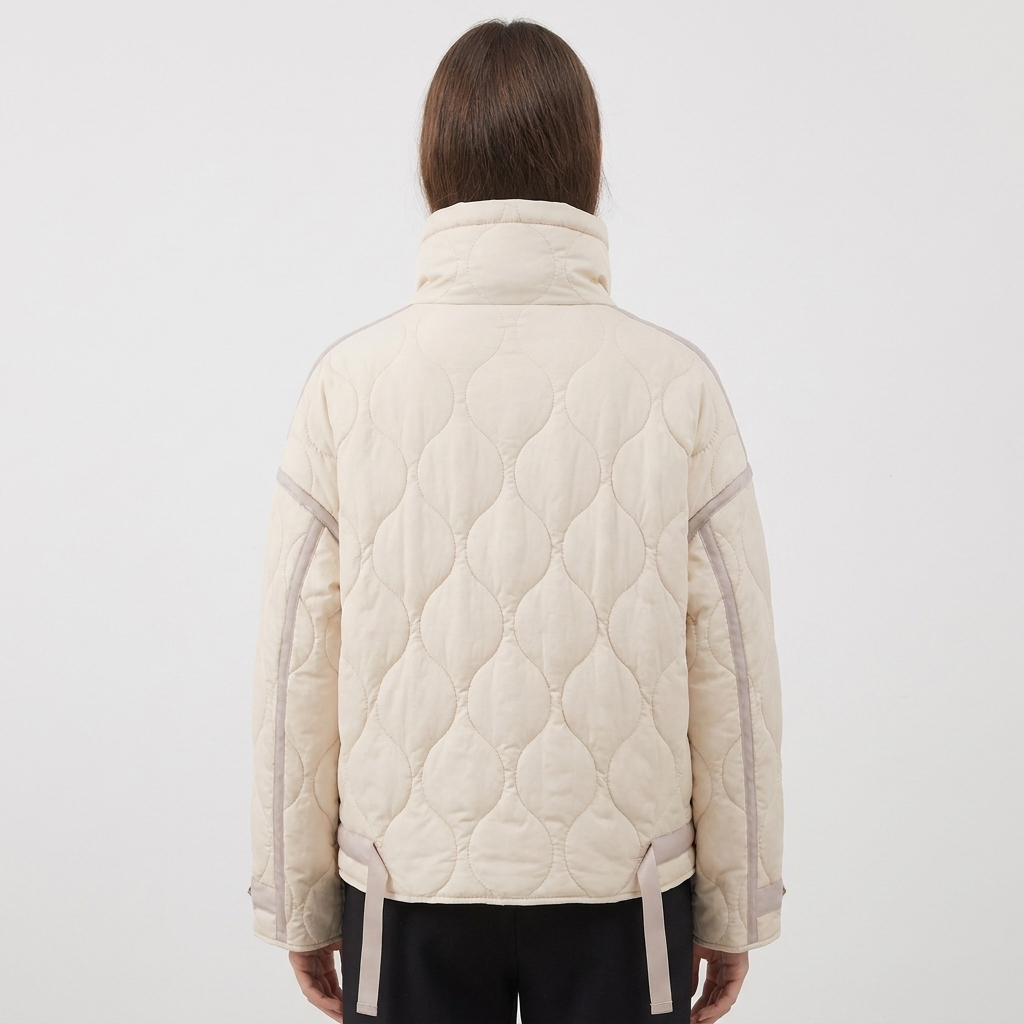 Women's Quilted Oversized Coat with Stand Collar