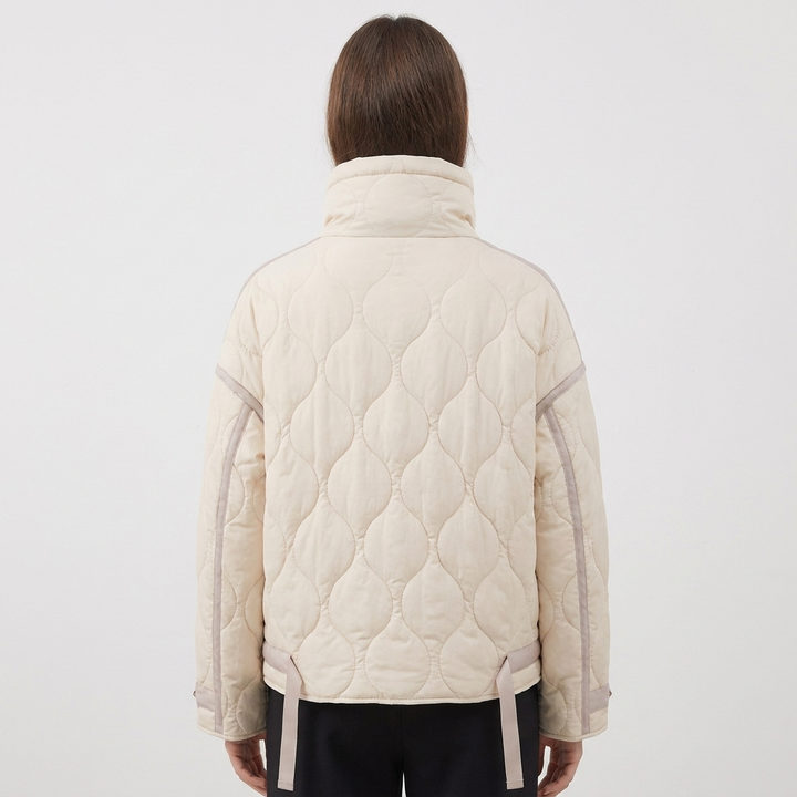 Women's Quilted Oversized Coat with Stand Collar