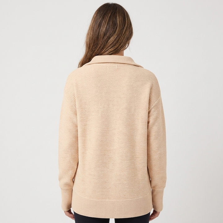 Women's Ribbed Knit Oversized Polo