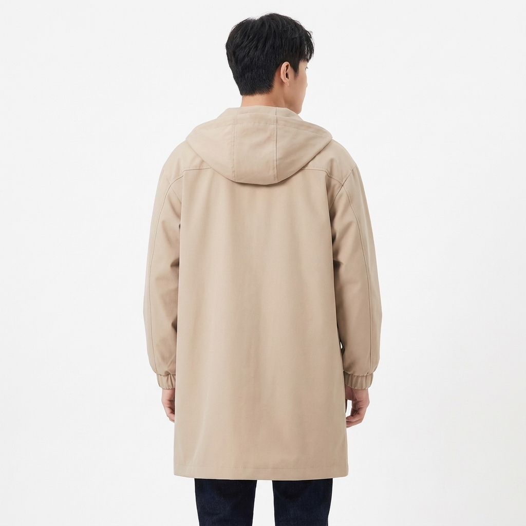 Men's Longline Oversized Cargo Trench Coat with Pocket