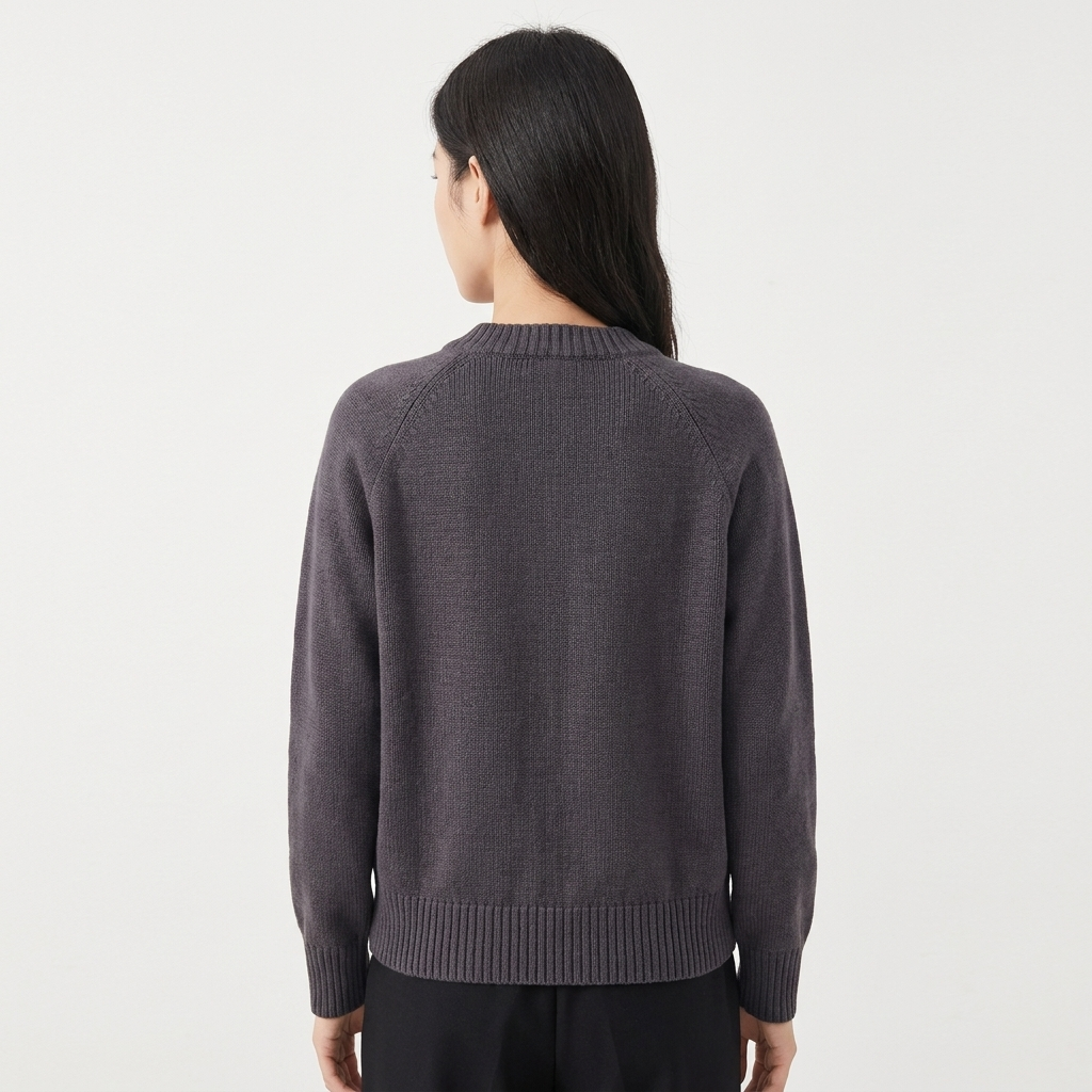 Women's Relaxed Fit Knit Long Sleeve Jumper with Crew Neck