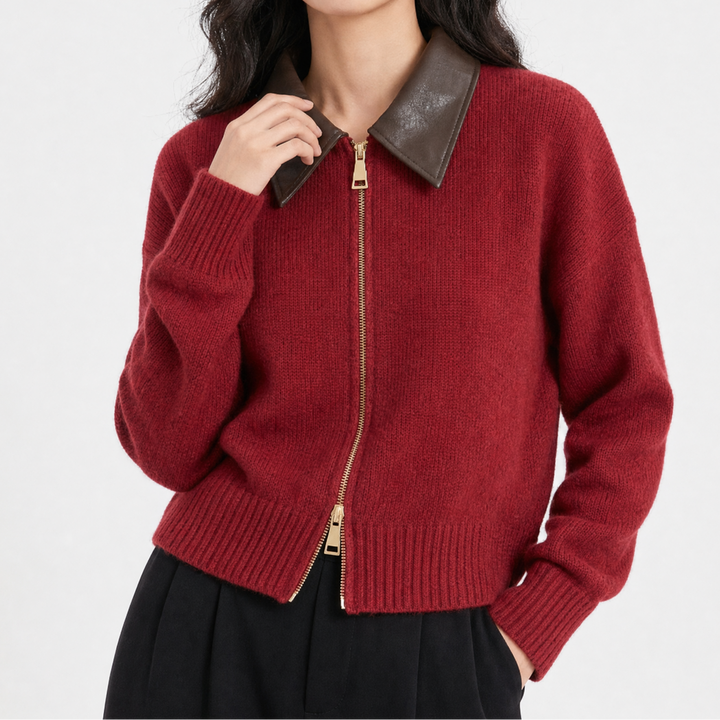 Women's Knit Faux Leather Jumper