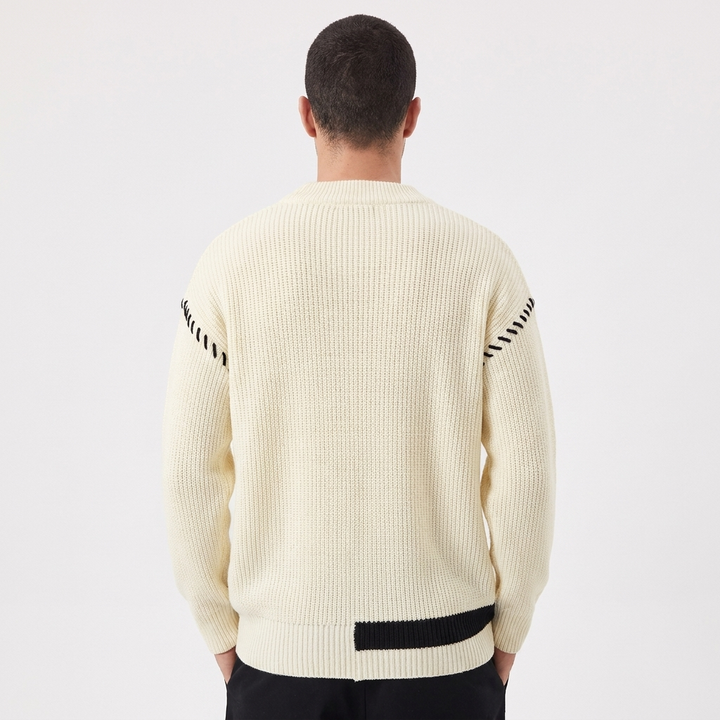 Men's Oversized Knit Pullover with Crew Neck