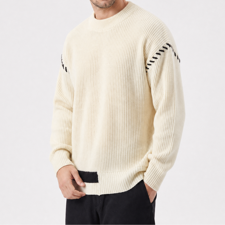 Men's Oversized Knit Pullover with Crew Neck
