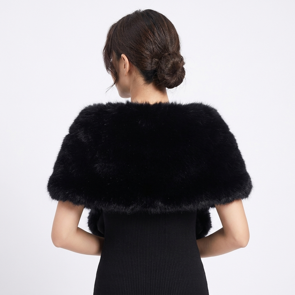 Women's Faux Fur Bridal Wrap Shawl Fluffy Stole Wedding Evening Cape Cover