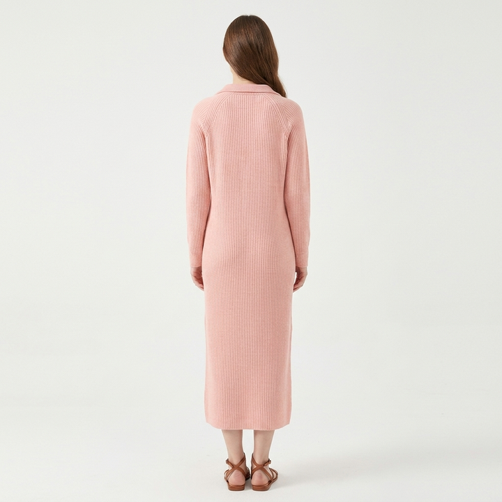 Women's Ribbed Knit Long Sleeve Midi Dress
