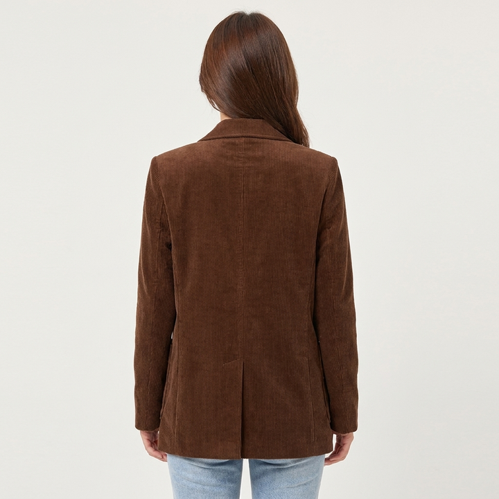 Women's Corduroy Relaxed Fit Blazer with Notch Lapel
