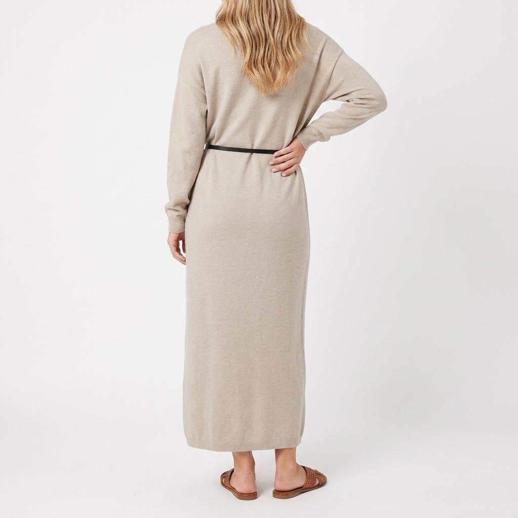 Women's Knit Long Sleeve Relaxed Fit Maxi Dress