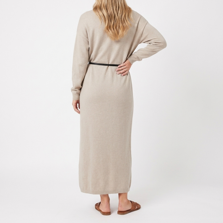 Women's Knit Long Sleeve Relaxed Fit Maxi Dress