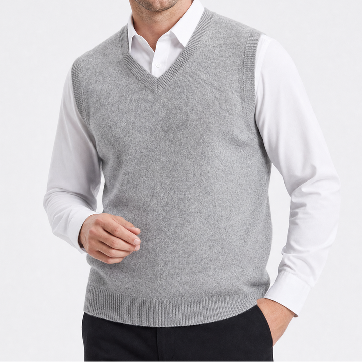 Men's Sleeveless Knit Pullover with V-Neck