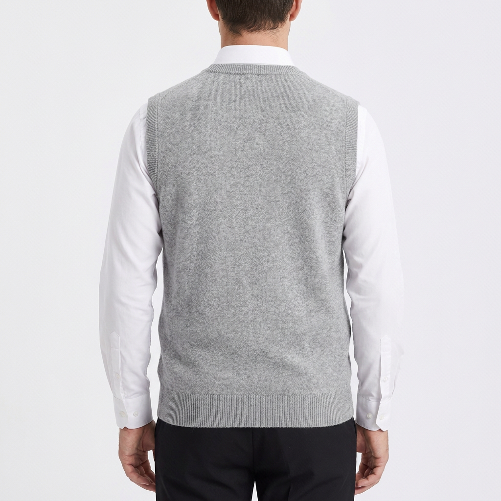 Men's Sleeveless Knit Pullover with V-Neck