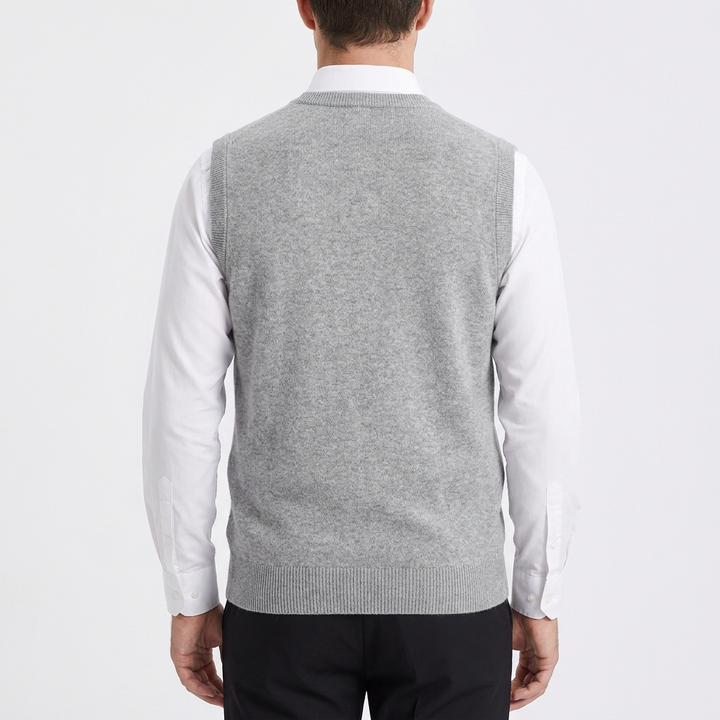 Men's Sleeveless Knit Pullover with V-Neck