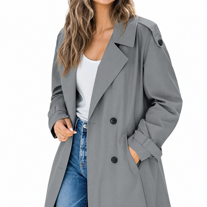 Women's Belted Double-Breasted Trench Coat