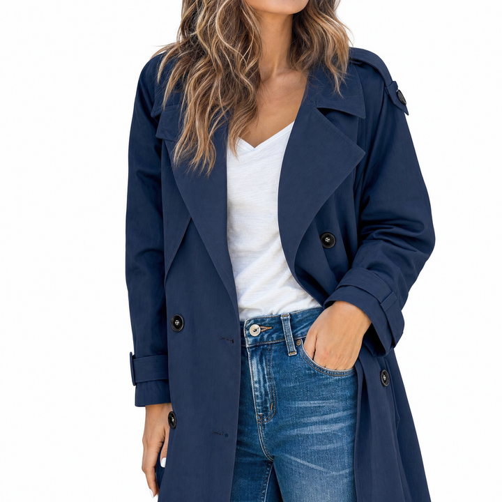 Women's Belted Double-Breasted Trench Coat