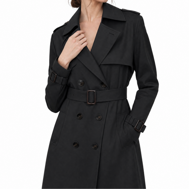 Women's Belted Double-Breasted Trench Coat