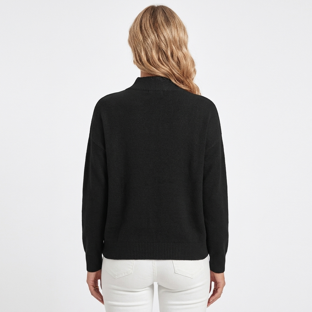 Women's Knit Relaxed Pullover with Mock Neck
