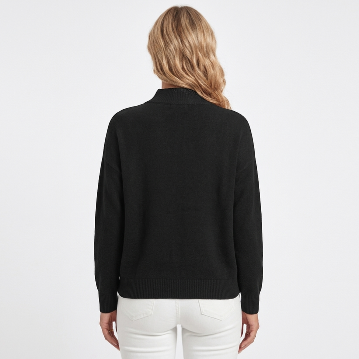 Women's Knit Relaxed Pullover with Mock Neck