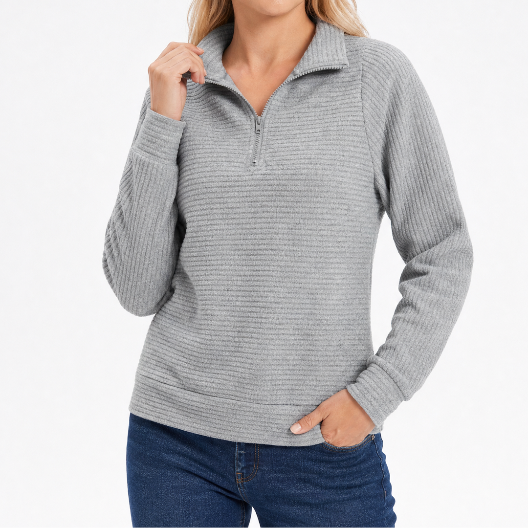 Women's Knit Pullover with Stand Collar