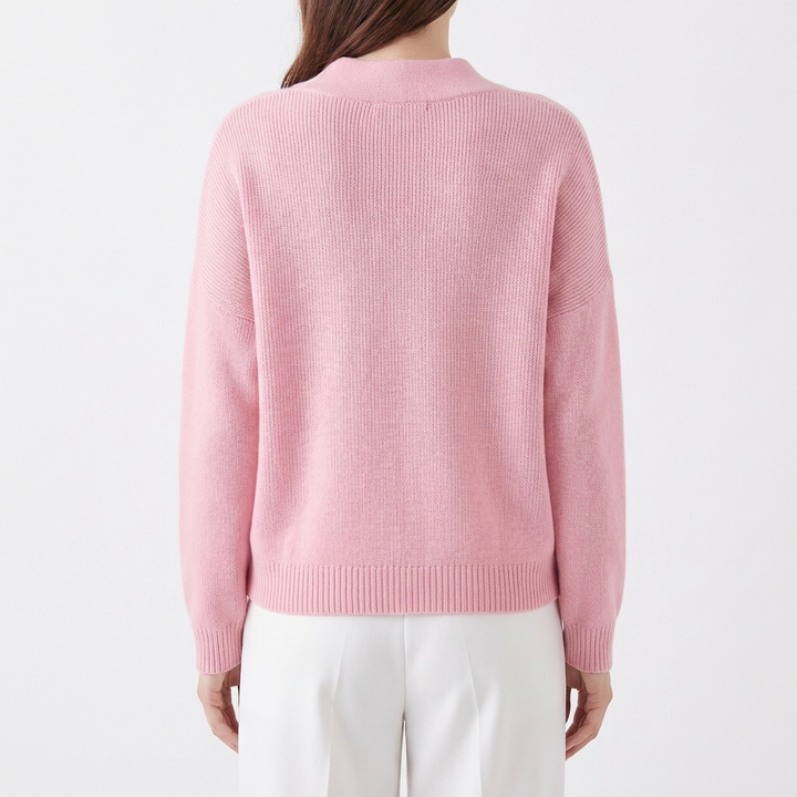 Women's Relaxed Knit Pullover with V-Neck