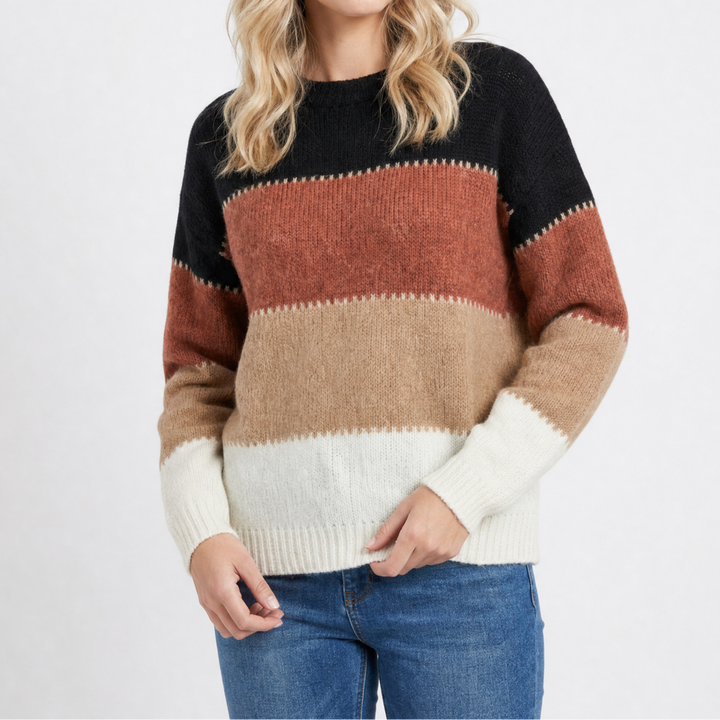 Women's Long Sleeve Knit Pullover with Crew Neck