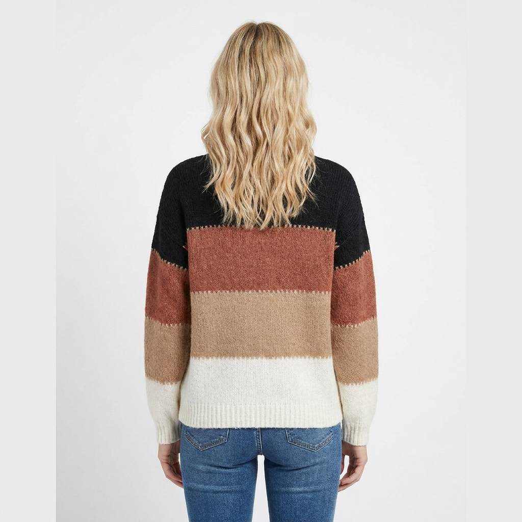 Women's Long Sleeve Knit Pullover with Crew Neck