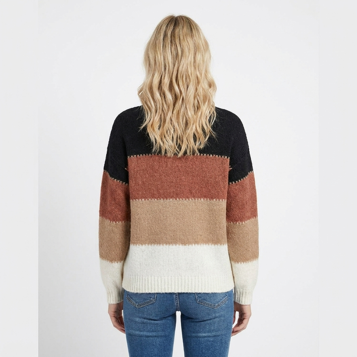 Women's Long Sleeve Knit Pullover with Crew Neck