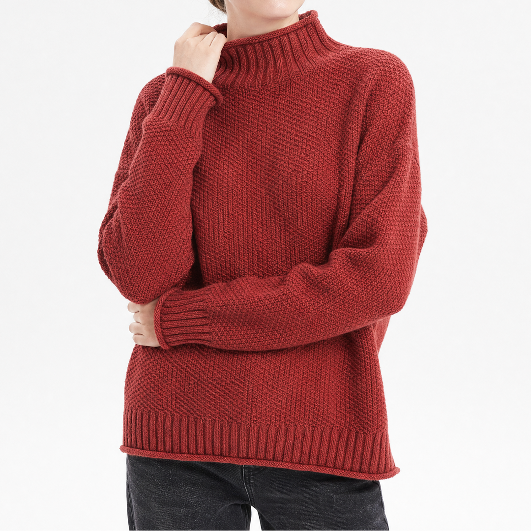Women's Knit Oversized Pullover with Mock Neck